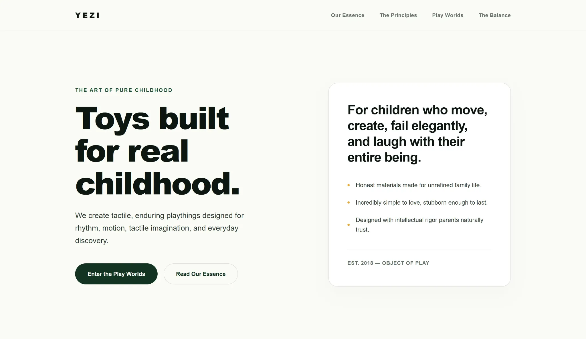 品牌页面首屏 · Toys built for real childhood